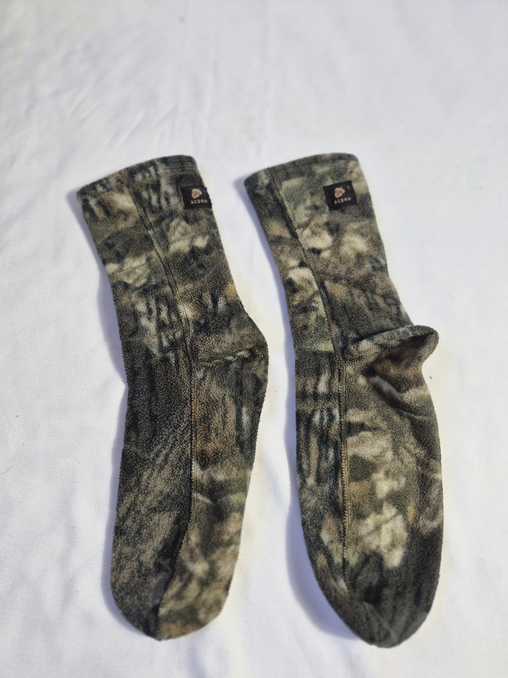 Acorn Camouflage Fleece Socks - Green Brown Camo Camping Hiking